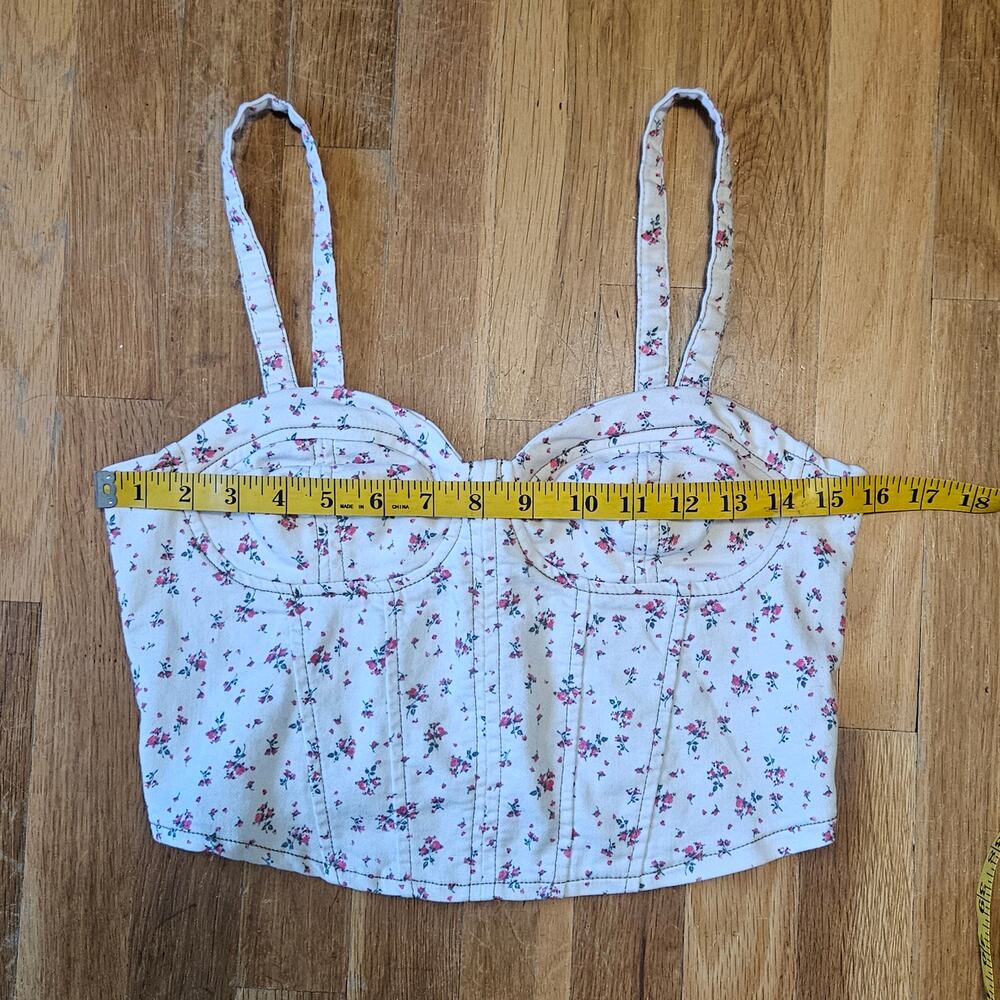 No Boundaries Womens‎ Tank White Dainty Floral Bustier Top Size M Feminine - Picture 7 of 12